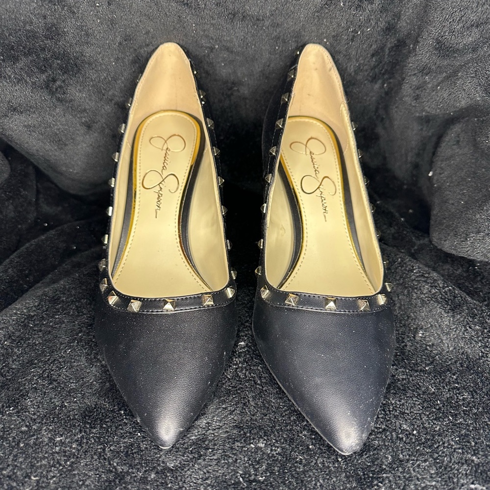 Jessica Simpson gold studded point toe heels worn once